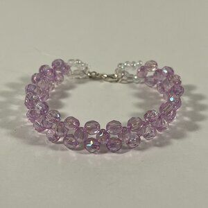 Light Purple Faceted Acrylic Bead Bracelet with Cross Weave Pattern NWT